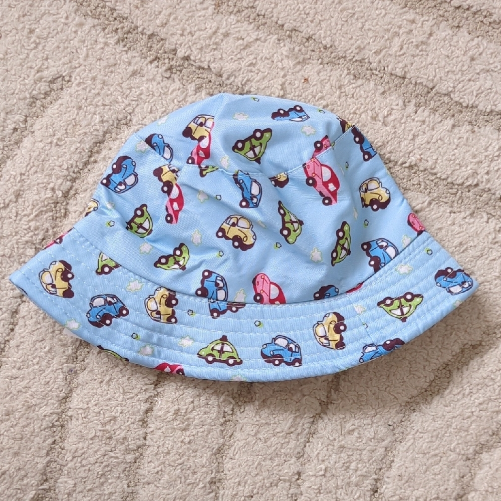 Kids Blue Car Print Bucket Hat NWT!